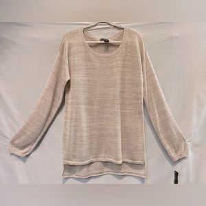 NWT - DKNY Heathered Linen Blend Woven Sweater With Gold Threading - Siz…